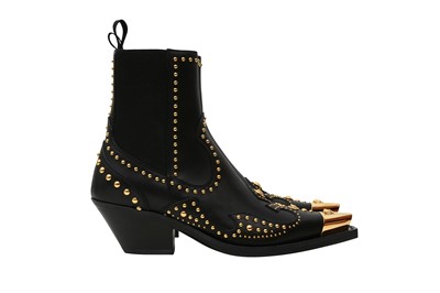 Lot 646 - Versace Black Stud Western Ankle Boot - Size 37