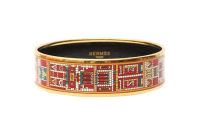 Lot 401 - Hermes Orange Mosaic Motif Enamel Bangle