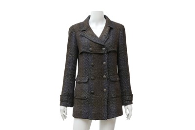 Lot 462 - Chanel Brown Tweed Long Jacket - Size 38