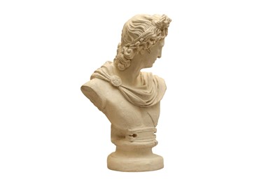 Lot 856 - A PAINTED PLASTER BUST OF APOLLO