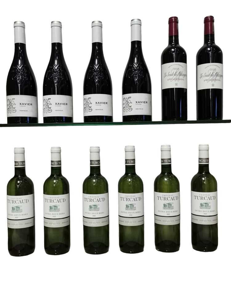 Lot 130 - Assorted Bordeaux and Ventoux, to include: Chateau Turcaud, Entre-Deux-Mers, 2020, six bottles and five others