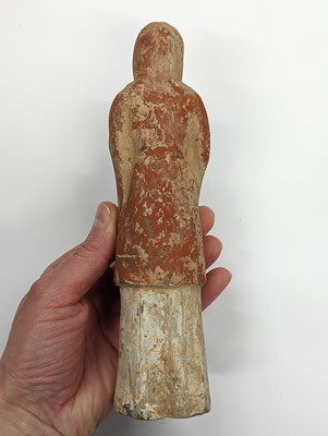 Lot 9 - A CHINESE PAINTED POTTERY FIGURE OF A MUSICIAN