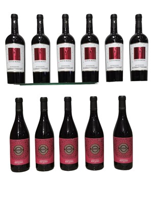 Lot 105 - Assorted Italian red wines: Notte Rossa, Negroamaro, Salento IGP, Italy, 2019 and five others