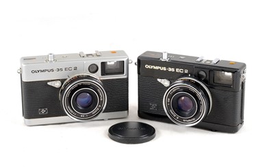 Lot 52 - A Black & a Chrome Olympus 35 EC2 Compact Camera.