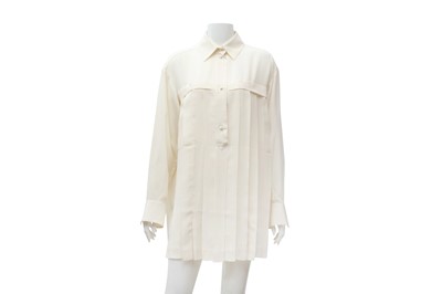 Lot 548 - Chanel Cream Silk Pleat Mini Dress - Size 36