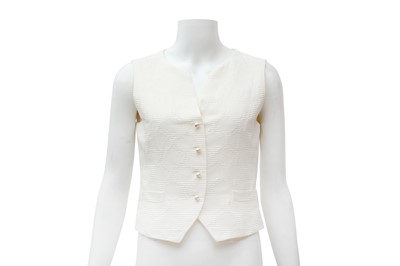 Lot 544 - Chanel Cream Silk Sleeveless Waistcoat - Size 38