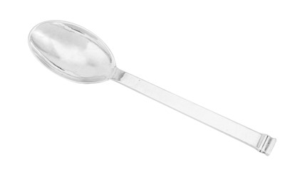 Lot 218 - A George VI ‘Arts and Crafts’ sterling silver preserve spoon, London 1945 by the Guild of Handicraft