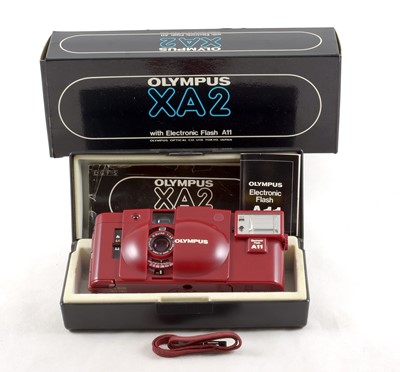 Lot 57 - A Boxed "Heart Red" Olympus XA2 Compact Camera.