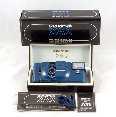 Lot 59 - A Boxed "City Blue" Olympus XA2 Compact Camera.