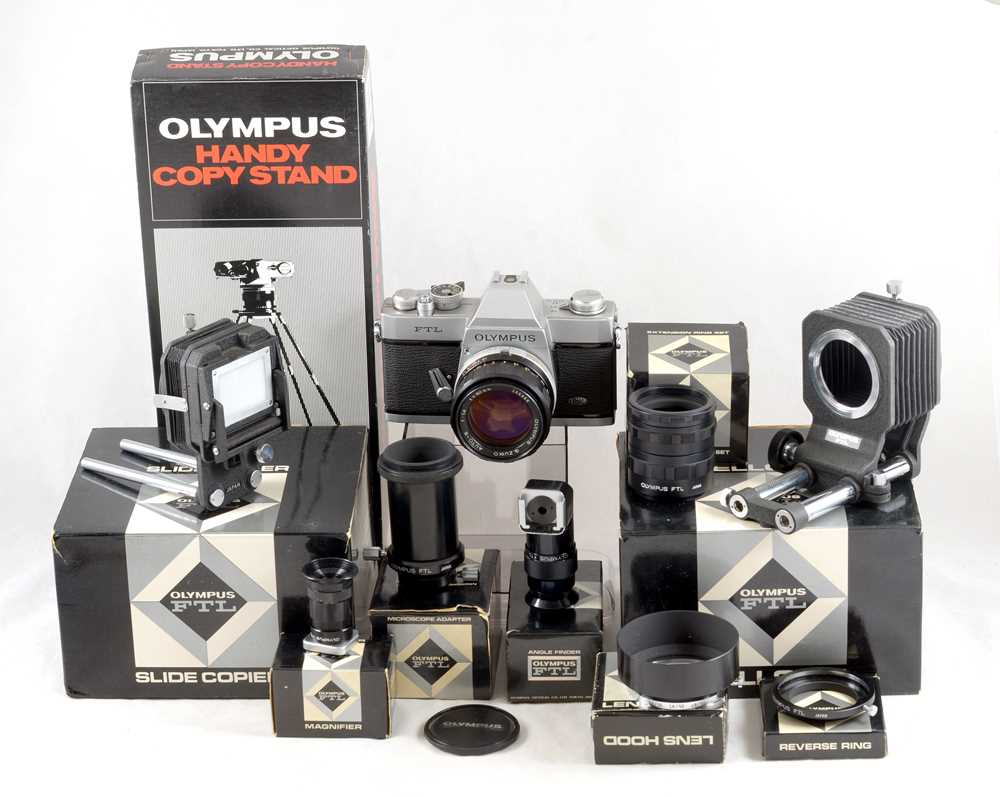 Lot 293 - Olympus FTL M42 Macro/Close Up Outfit with 50mm f1.4 Lens.