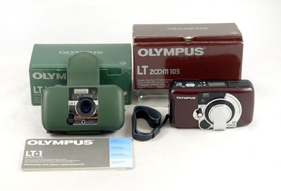 Lot 154 - Green Olympus LT-1 & Brown LT Zoom 105 Compact Cameras