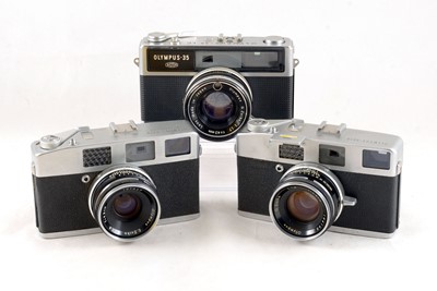 Lot 45 - Group of Three Olympus Rangefinder Cameras.