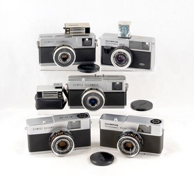 Lot 94 - Group of Five Olympus 126 Format Quickmatic Cameras.