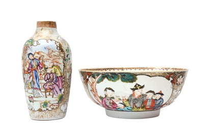Lot 202 - A CHINESE FAMILLE-ROSE VASE AND A PUNCH BOWL