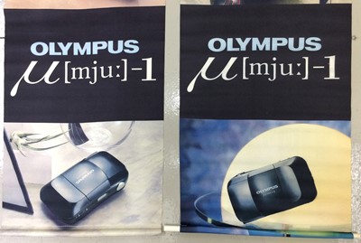 Lot 102 - A Pair of Large Hanging Banners Advertising Olympus MJU Compact Cameras.