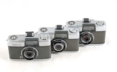 Lot 95 - Group of Three Olympus Pen Half Frame Cameras.