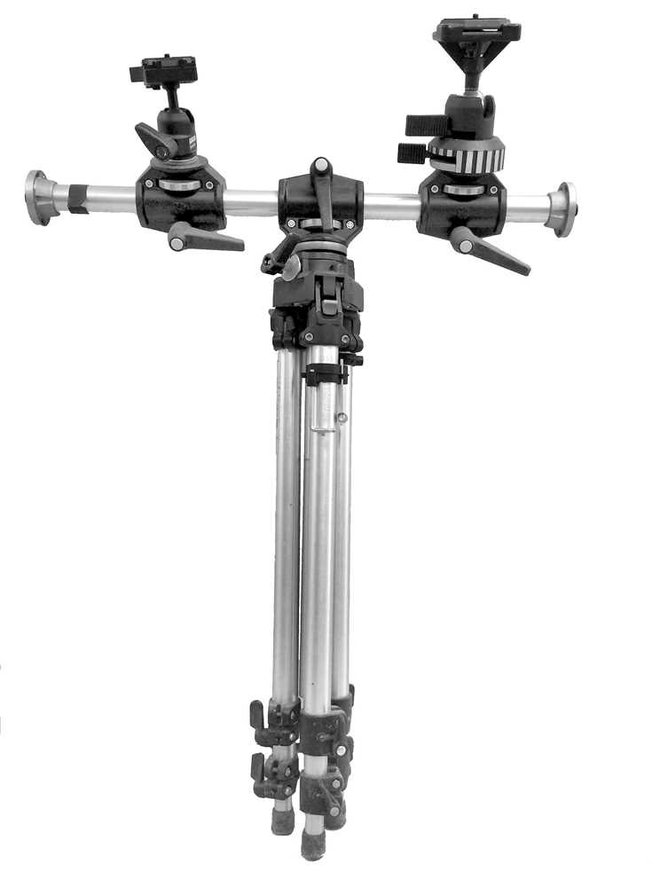 Lot 426 - A Large Manfrotto Tripod with Cross-Pole and 2 B&S Heads