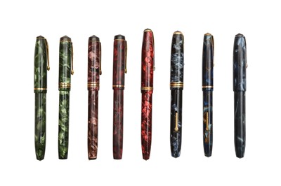 Lot 760 - A GROUP OF EIGHT CONWAY STEWART MARBLED FOUNTAIN PENS