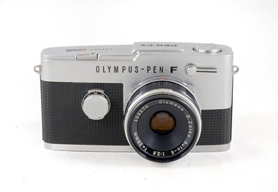 Lot 122 - A Chrome Olympus Pen FV Camera & f2.8 38mm Lens. Note: Description Change