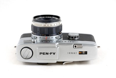 Lot 122 - A Chrome Olympus Pen FV Camera & f2.8 38mm Lens. Note: Description Change