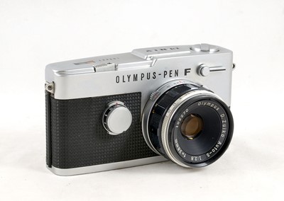 Lot 122 - A Chrome Olympus Pen FV Camera & f2.8 38mm Lens. Note: Description Change