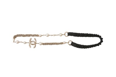 Lot 647 - Chanel Black CC Logo Pearl Headband