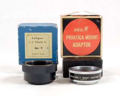 Lot 142 - Olympus Pen F Mount Adapters for Praktica (M42) & T-mount Lenses.