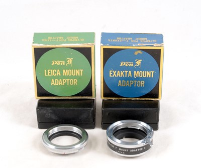 Lot 143 - Olympus Pen F Mount Adapters for Exakta & Leica (L39) Lenses.