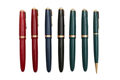 Lot 762 - A GROUP OF SIX PARKER DUOFOLD FOUNTAIN PENS