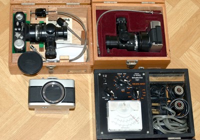 Lot 108 - Two Olympus PM6 Microscope Cameras & Accessories.