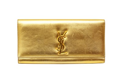 Lot 564 - Saint Laurent Gold Logo Flap Clutch