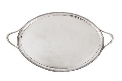 Lot 670 - A George III sterling silver twin handled tray, London 1790 by Elizabeth Jones (reg. 15th Jan 1783)