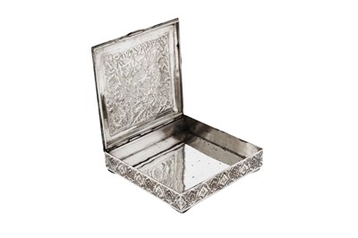 Lot 458 - A late 20th century Persian (Iranian) silver cigarette box, Isfahan circa 1970