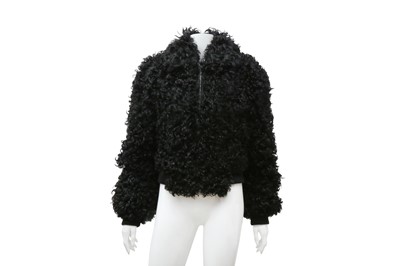 Lot 776 - Bottega Veneta Black Shearling Bomber Jacket - Size 38