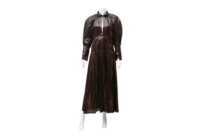 Lot 432 - Ellery Brown Lame Bubble Sleeve Dress - Size 8