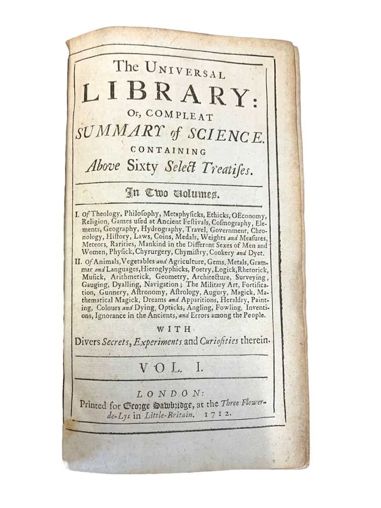 Lot 104 - Curzon (Henry) The universal library: or, compleat summary of science