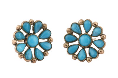 Lot 401 - A PAIR OF TURQUOISE EARSTUDS