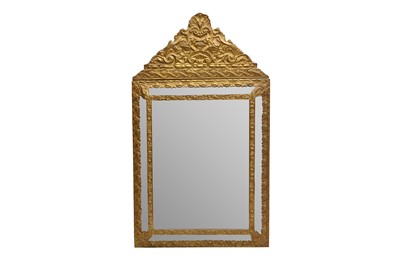Lot 838 - A FRENCH LOUIS XVI STYLE BRASS MIRROR, LATE 19TH CENTURY