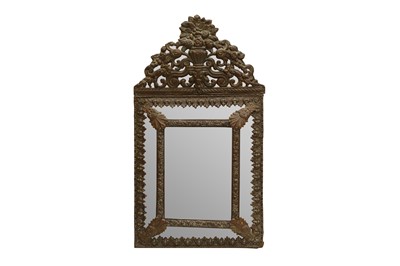 Lot 837 - A FRENCH LOUIS XVI STYLE COPPER MIRROR, LATE 19TH CENTURY