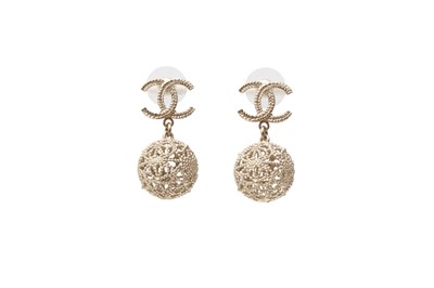 Lot 600 - Chanel Filigree Bauble Drop Pierced Earrings