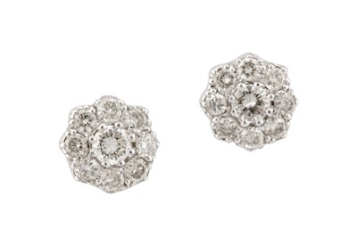 Lot 45 - A pair of diamond cluster earstuds