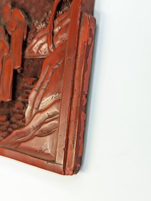 Lot 521 - A CHINESE CINNABAR LACQUER 'SCHOLARS' TABLE SCREEN