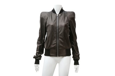 Lot 849 - Rick Owens Black Leather Zionic Bomber Jacket - Size 38