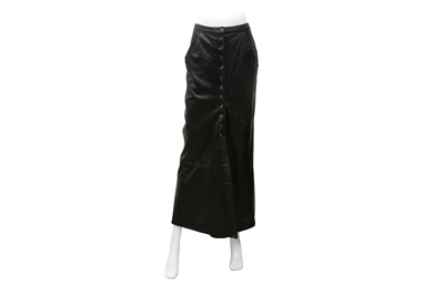 Lot 761 - Alexander McQueen Black Leather Maxi Skirt - Size 42