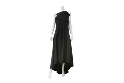 Lot 768 - Yohji Yamamoto Black Wool Pleat Strapless Dress - Size 3