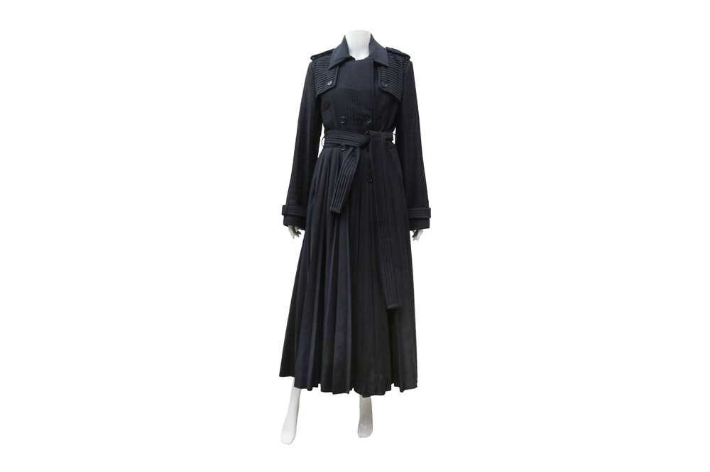 Lot 343 - Gabriela Hearst Navy Stein Pleat Trench Coat - Size 42