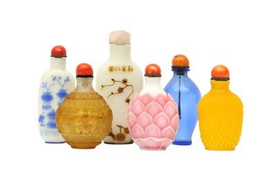 Lot 467 - A GROUP OF SIX CHINESE BEIJING GLASS SNUFF BOTTLES