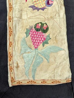 Lot 736 - A CHINESE EMBROIDERED SILK WALL HANGING
