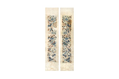 Lot 741 - A PAIR OF CHINESE EMBROIDERED 'PRECIOUS OBJECTS' SILK CUFFS