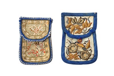 Lot 852 - TWO CHINESE EMBROIDERED TEXTILE PURSES
